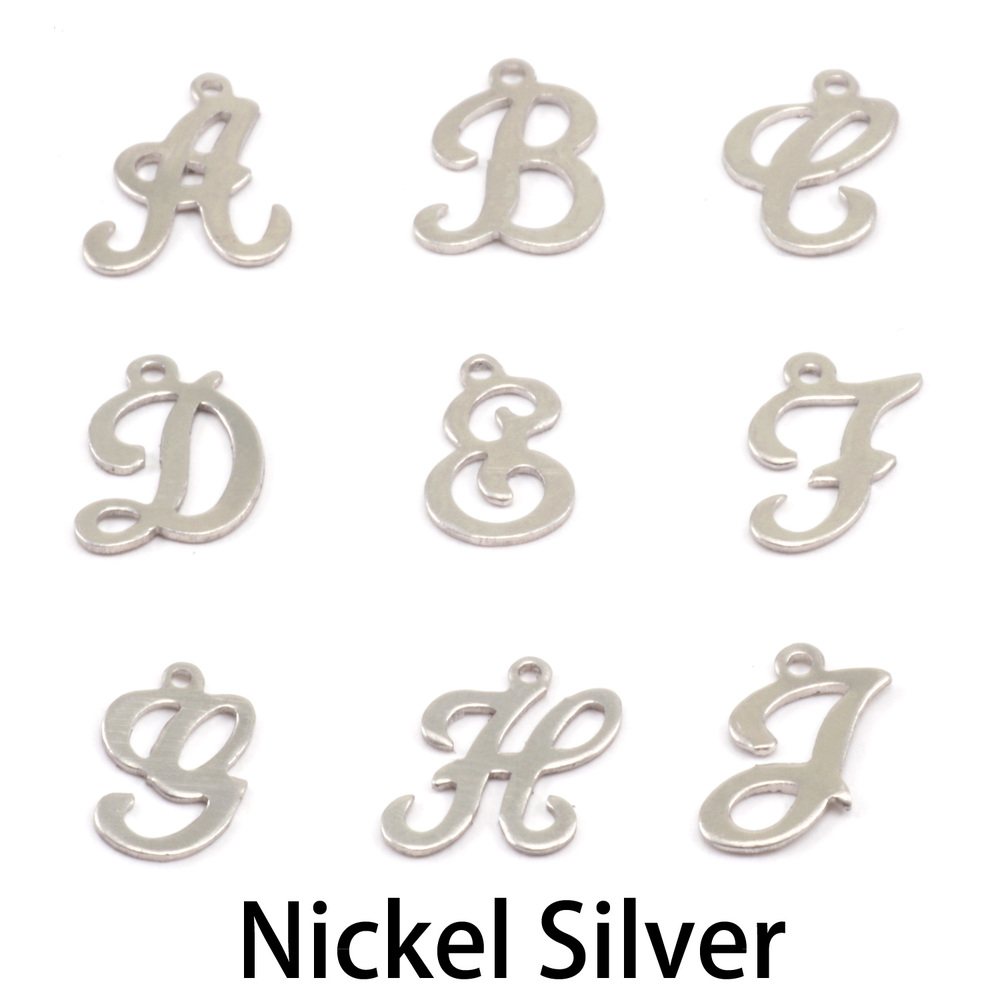 Charms & Solderable Accents Nickel Script Letter Charm I, 24g